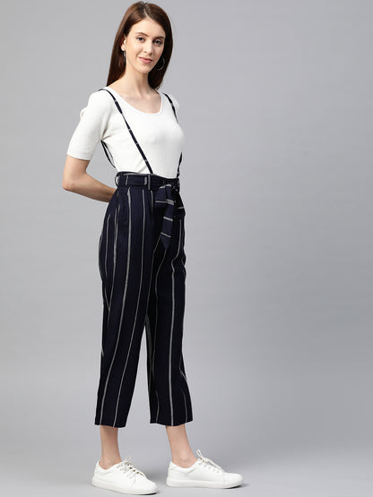 women stripe printed dungaree