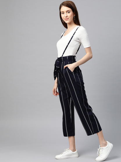 women stripe printed dungaree