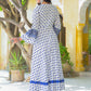 Rayon Floral Printed Anarkali Kurta Dress (White)