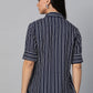 women stripe printed casual shirt blue