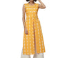 women cotton ikat print sleeveless straight kurta