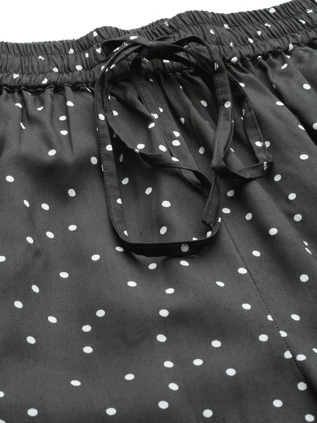 women polka dot printed night suit grey