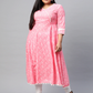 Cotton Floral Print Anarkali Kurta (PINK)