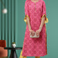 Rayon Floral Printed Straight Kurta & Pant Set (Pink & Yellow)