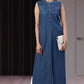Denim Pintucks Sleeveless Straight Kurta