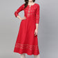  Cotton Floral Printed Anarkali Kurta (red)