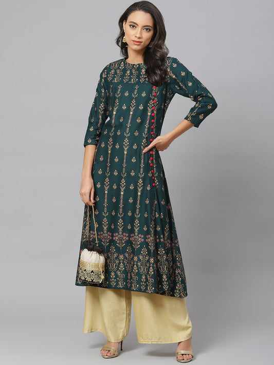 women rayon floral print anarkali kurta