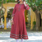 women cotton floral print anarkali kurta maroon 1