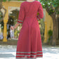women cotton floral print anarkali kurta maroon 1