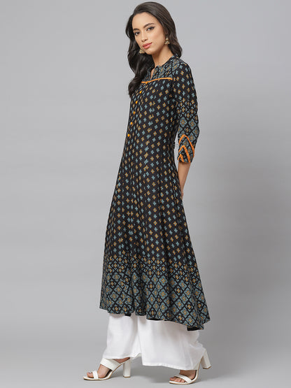 women plus size rayon floral printed anarkali kurta