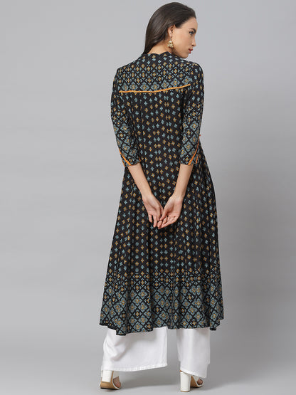 women plus size rayon floral printed anarkali kurta