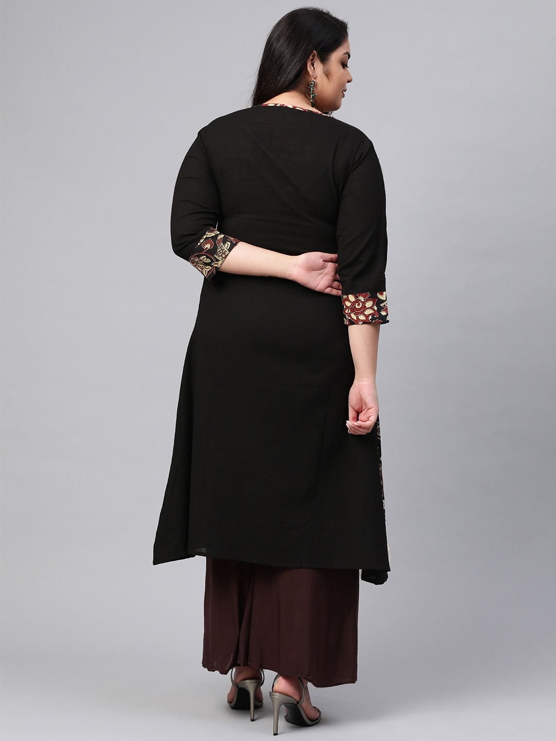 Festive Party Floral Print Kurti Black Yash Gallery