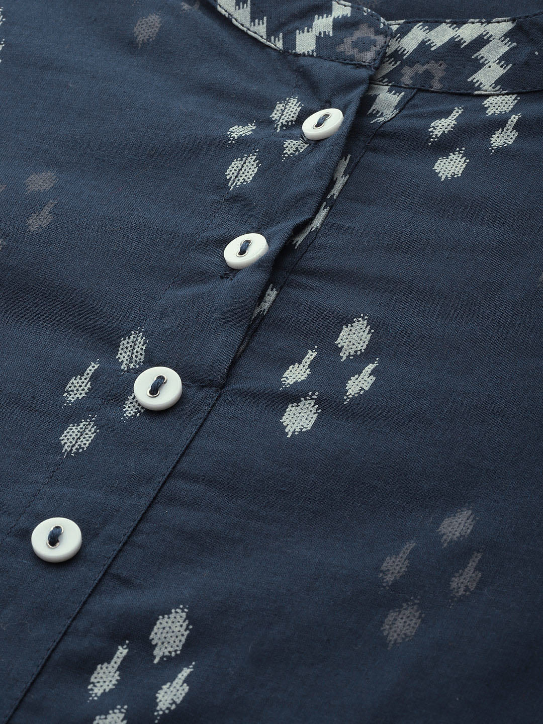 women cotton ikat printed a line kurta