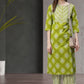 Cotton Floral Printed Straight Kurta with Palazzo (Green)
