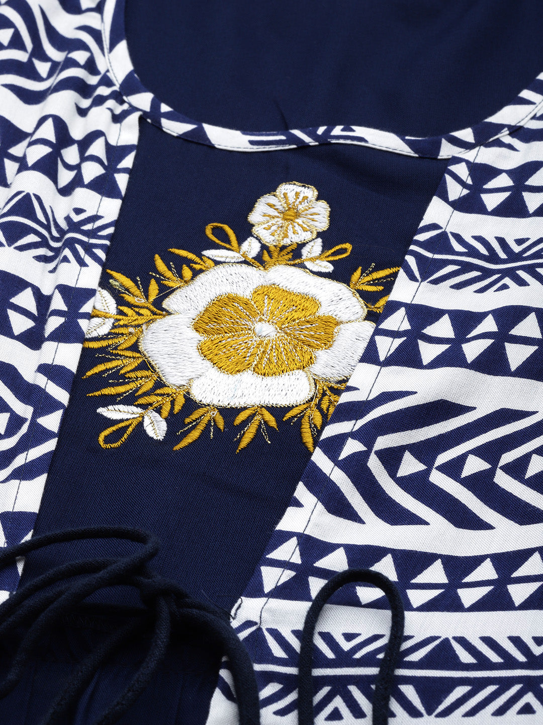  Rayon Embroidered Tiered Jacket Style Geomatrical Printed Kurta