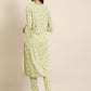  Rayon Silver Floral Printed Straight Kurta with Palazzo (Green)