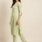  Rayon Silver Floral Printed Straight Kurta with Palazzo (Green)