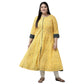 Plus Size Yellow Cotton Stripe Printed Anarkali Kurta for women