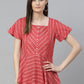  Rayon Stripe Printed Regular Top (Red)
