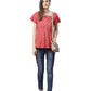  Rayon Stripe Printed Regular Top (Red)