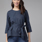 Rayon Polka Dot Printed Regular Top(BLUE)