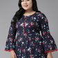 womens girls cotton slub solid top blue