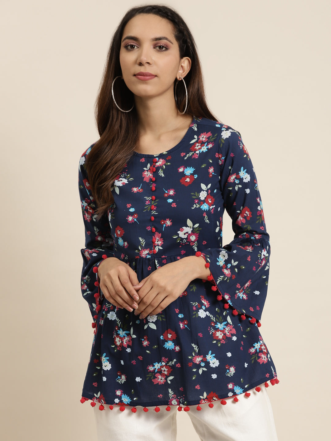 womens girls cotton slub solid top blue