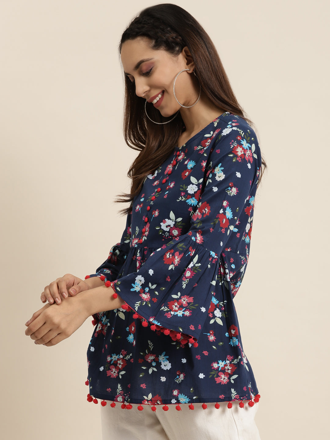 womens girls cotton slub solid top blue