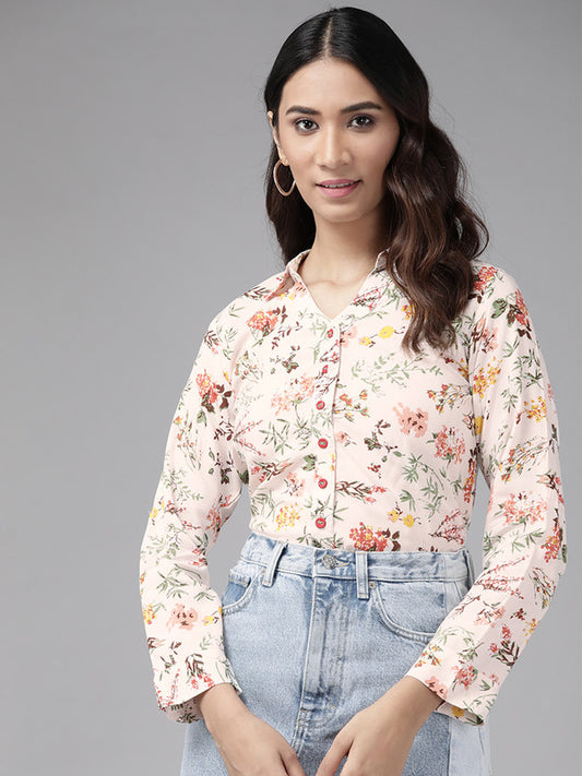 womens rayon floral printed shirt multi
