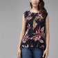 Rayon Crape Tropical printed Regular top (Blue)