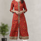 womens rayon bandhej printed anarkali kurta red