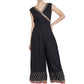 Yash Gallery Women's Rayon Printed Jumpsuit (Black)
