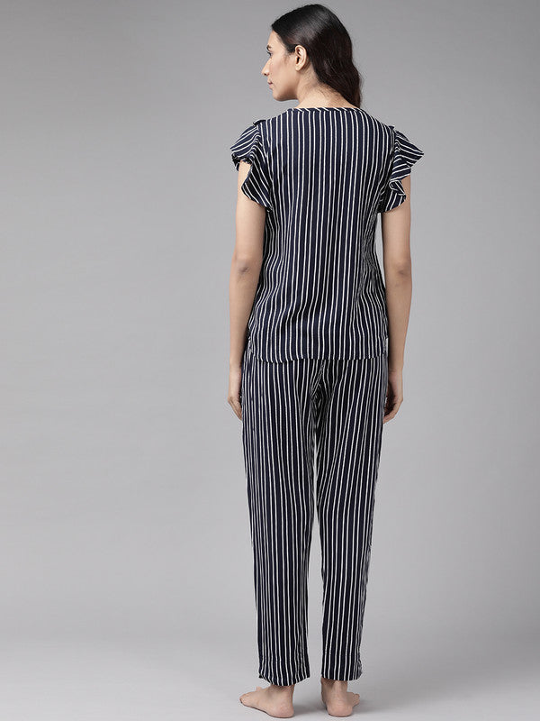 Stripe Printed Night Suit(BLUE)