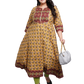 Cotton Floral Printed Anarkali Kurta (Mustard)