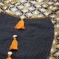 Cotton Multi Print Embroidered Anarkali Kurta (Black)