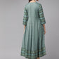 womens rayon floral print anarkali kurta green