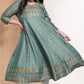 womens rayon floral print anarkali kurta green