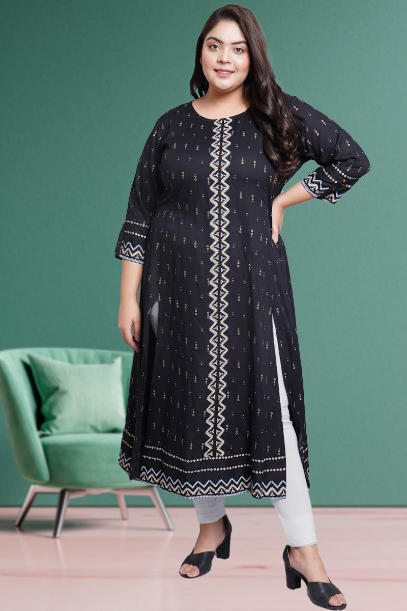 Plus Size Faux Georgette Kurti In Black Colour Sizes Available - 28 To 66 -  KR2710040