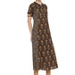 Cotton Floral Printed A-line Kurti (Brown)