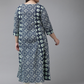 Yash Gallery Women's Cotton Ethnic Motifs Anarkali Kurta (Blue & Sea Green)