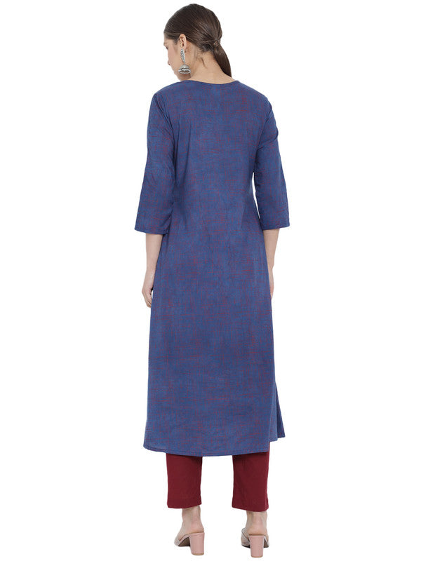 womens abstract printed a line kurti blue