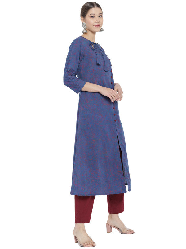 womens abstract printed a line kurti blue