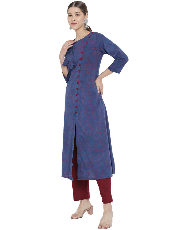 womens abstract printed a line kurti blue