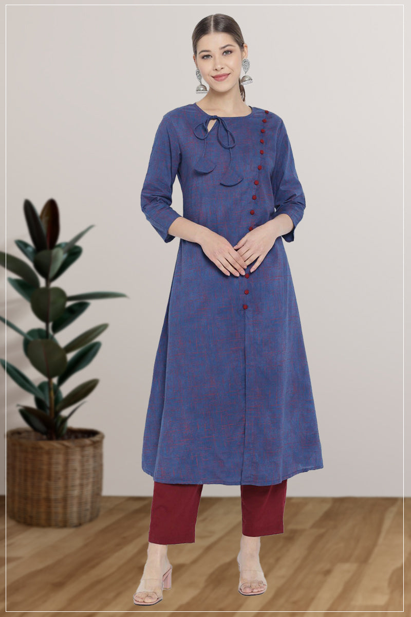Buy Harshit Point Blue Crep Printed A-line Kurtis For Women (XXL) Online at  Best Prices in India - JioMart.