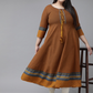 YASH GALLERY Women's Plus Size Cotton  Anarkali Kurti (Brown)