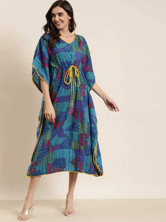 YASH GALLERY Women's Rayon multi Printed Kaftan