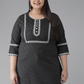 YASH GALLERY Women's Plus Size Cotton Kantha Short Kurti (Black)