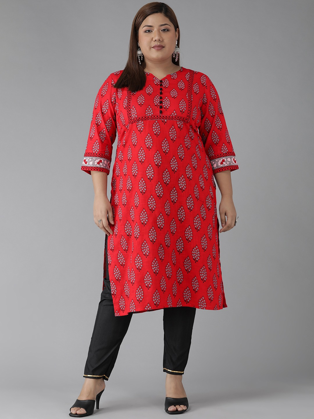 Buy Red Rayon Straight Kurti (Kurti) for INR1299.00 | Biba India