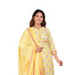 Yellow Embroidered Floral Printed Straight Kurta with Dupatta