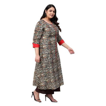 festive party floral print women kurti multicolor